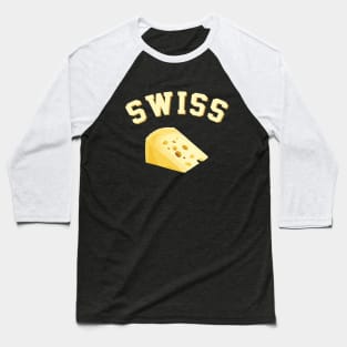 Swiss Cheese Funny College Style Logo Baseball T-Shirt